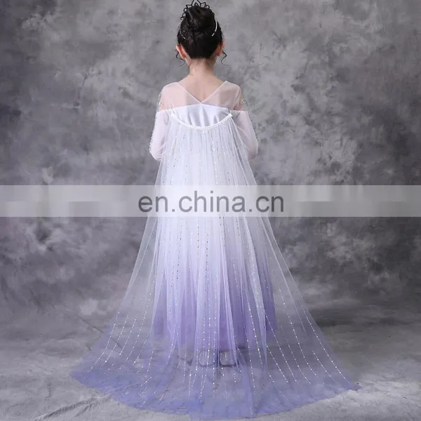 Snow Queen 2 Dress for Girls Formal Birthday Frock Sequins Cloak Kids Party Dress Elsa Dress Magic Wand Cosplay Princess Costume photo-4