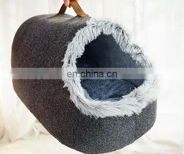 Cat Bed for Indoor Cats, Portable Soft Cat House Machine Washable Pet Beds With Anti-Sip Bottom photo-5