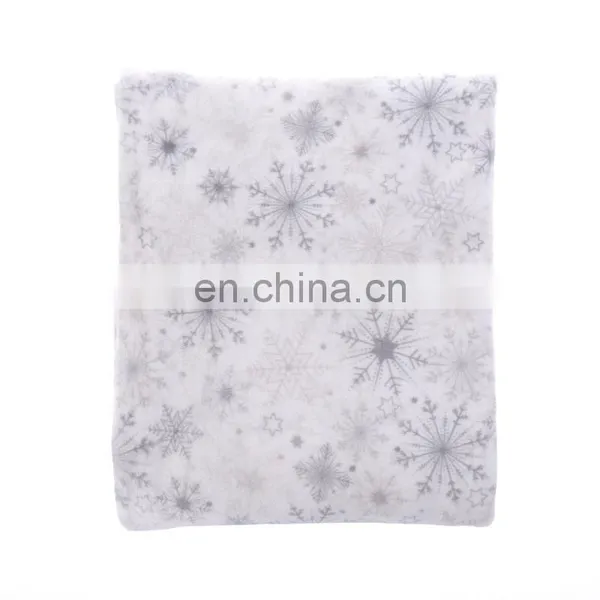 100%Polyester Super Soft Coral Fleece Snowflake Printed Plush Throw Blanket photo-2
