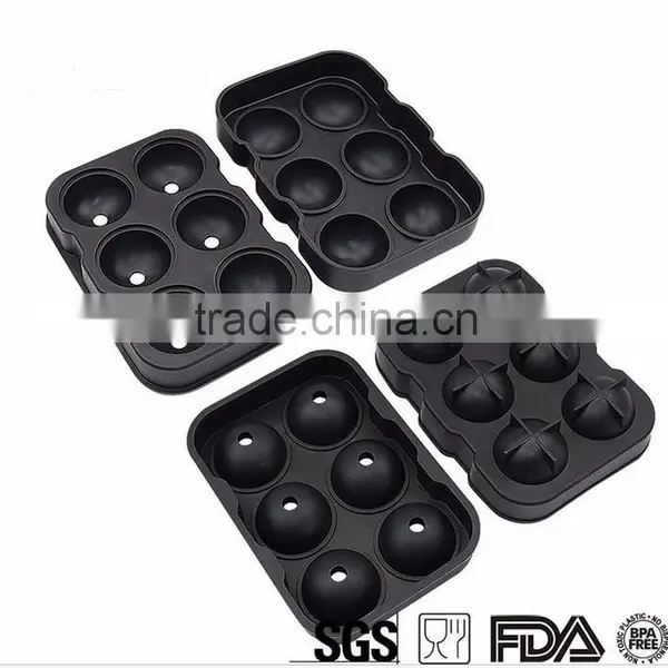 2017 Quality 6 Cavity Ball Shape Silicone Ice Cube Tray / Silicone Ball SNew Highhape Ice Cube Tray Mold/Silicon Ice Ball Mould photo-5