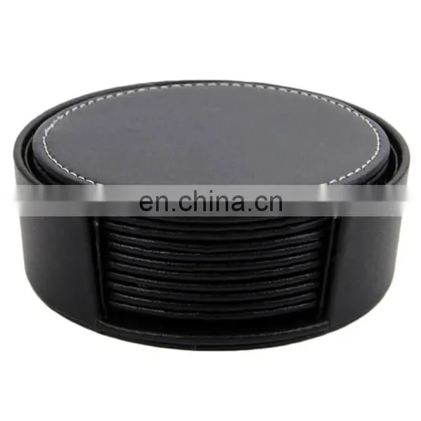 Leather Drink Coasters With Holder photo-2
