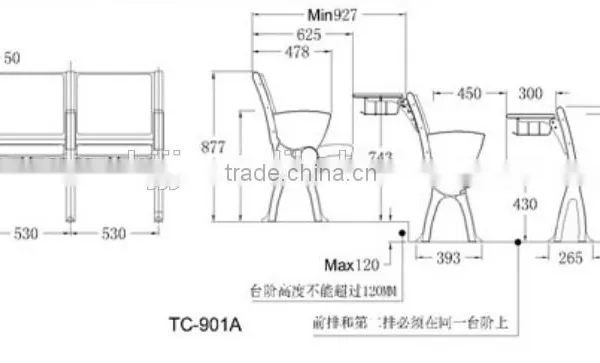 Durable Double Connected School Classroom Desk and Chair TC-971A-V for Student photo-2