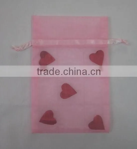 6*12cm White With Red-heart Organza Printed Wedding/christmas/party Gift Bags/wrapping Pouch China Made for Packing Candy Gift photo-4