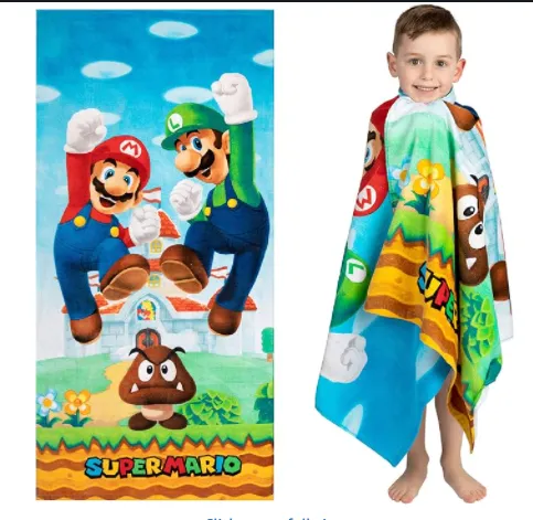 Wholesale Super Mario Kids Beach Towel Super Soft Cotton Bath Pool Design Your Own Logo Photo