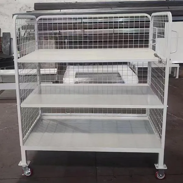 3-Sided Collapsible 4-Wheel Trolley With Shelves for Logistics Operations