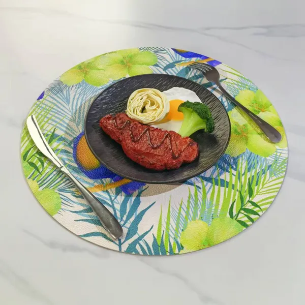 Faux Leather Placemats Set of 6 Waterproof Wipe Clean Heat Resistant Non-Slip Dining Table Mats for Home Kitchen Restaurant photo-3