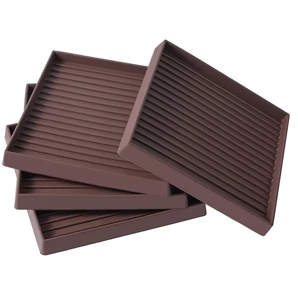 5x5 Square Rubber Furniture Caster Cups, Anti-Sliding Furniture Pads Bed Stopper Floor Protectors With Grip