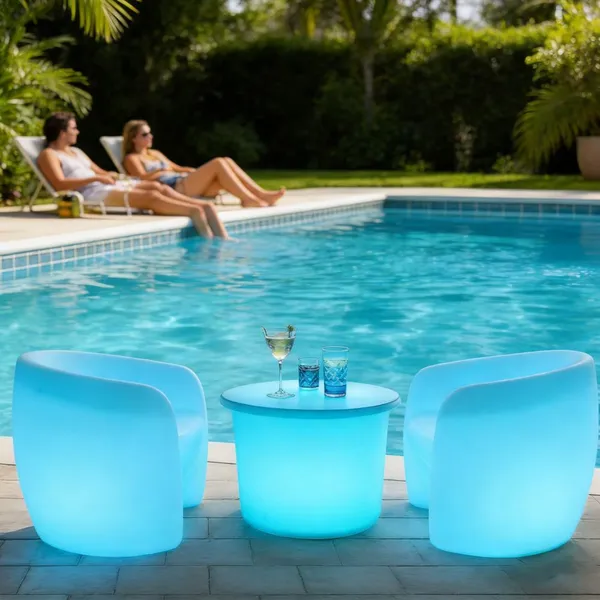 16 Colors Changing LED Illuminated Modern Plastic Swing Chair Garden Patio Furniture Half Moon Light Outdoor Restaurant Hotel photo-4