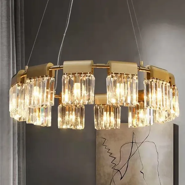 Faceted Crystal Prism Cluster Ring Chandelier - Gold, Round & Linear photo-4