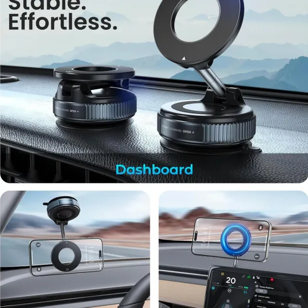 Magsafe Car Phone Holder Cell Phone Holder 360° Adjustable Magnetic Vacuum Suction Cup Phone Mount photo-3