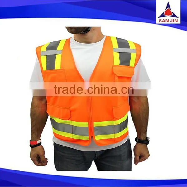 OEM Service Unisex Breathable Adults Jackets Yellow High Visibility Reflective Safety Vest
