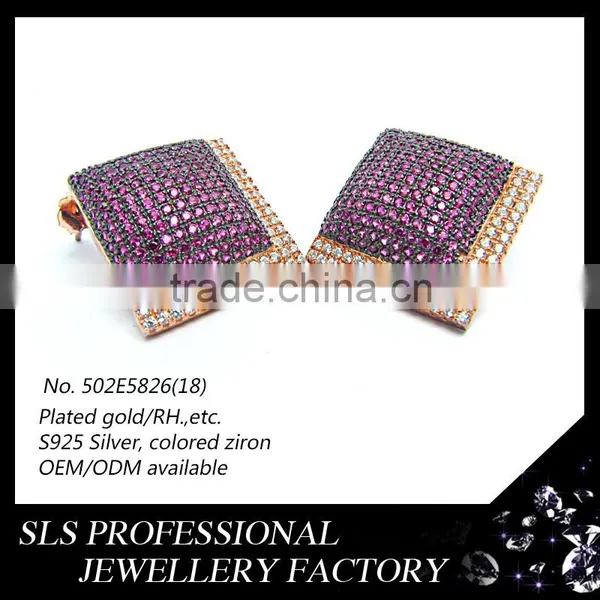 2016 Fashion and Beautiful American Style Colored 925 Silver Rose Gold Plated Stud Earrings From Sls Jewelry photo-2