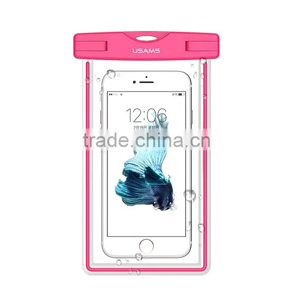 USAMS High Quality TPU Glitter Waterproof Bag For Mobile Phone Below 5.5 Inch 20M IPX8 Waterproof Bag With Armlet and Strap photo-4