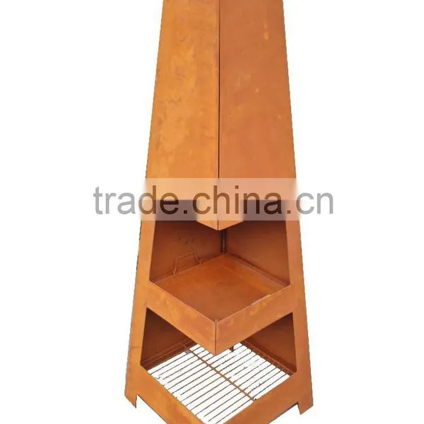 Outdoor Steel Fireplace Chimney With Rust Color photo-3