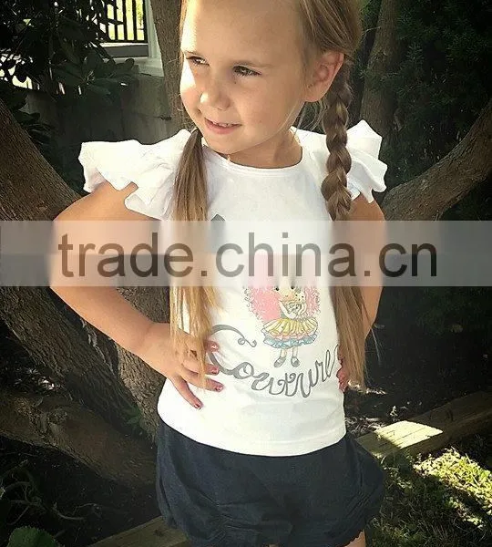 Hot Selling Girls Blank Ruffle Sleeve t Shirt photo-6