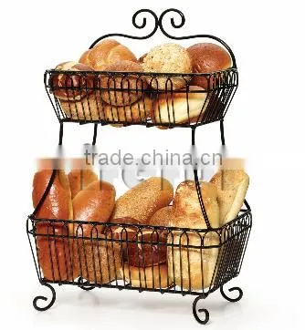 2-Tier Flat-Back Metal Basket/ Metal Wire