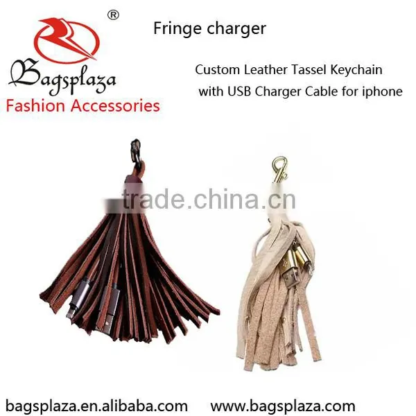 China Online Shopping Fashionable Tassel Keychain USB Data Wire Cable photo-2