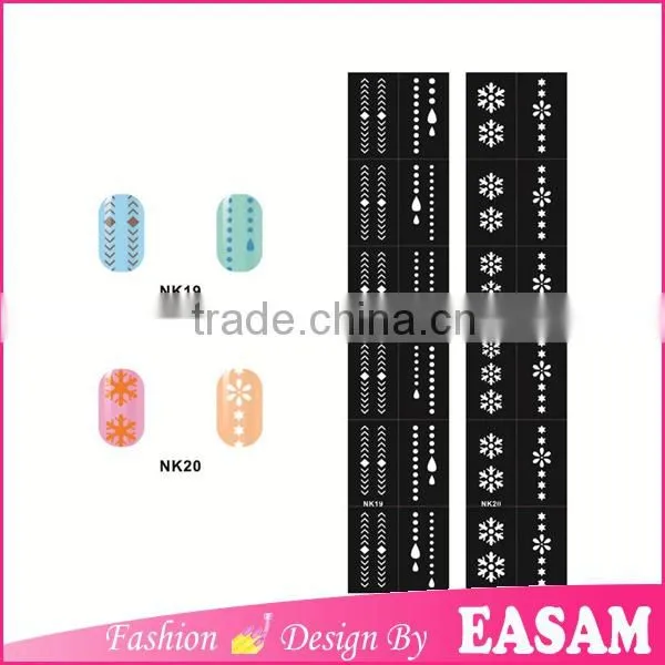 3D Printer Black Nail Sticker Nail Art Stencil Stamping Hollow Nail Sticker