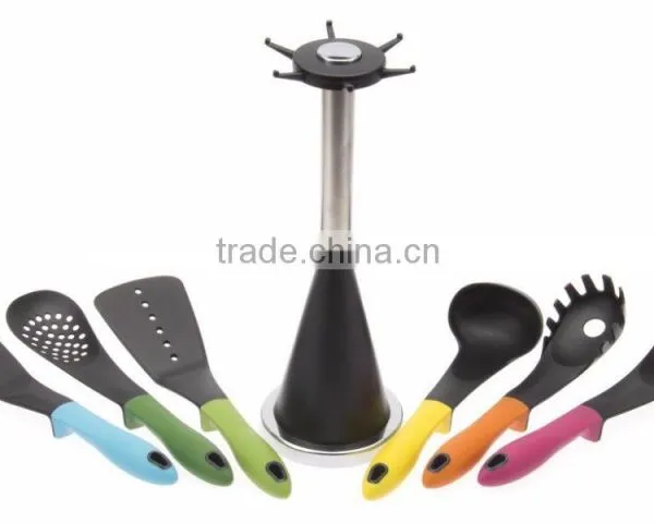 Food Grade 7 Piece Nylon Kitchen Utensil Set With Rotating Organizing Carousel Soft Handle photo-2