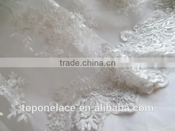 Pink Bridal Lace Fabrics Wholesale Evening Sequins Beaded Dresses French Lace Fabric photo-3