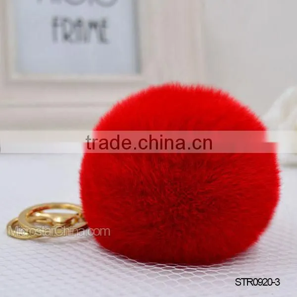 Cute Genuine Rabbit Fur Ball Pom Pom Key Chain Car Handbag Charm Key Chain Quality Choice photo-4