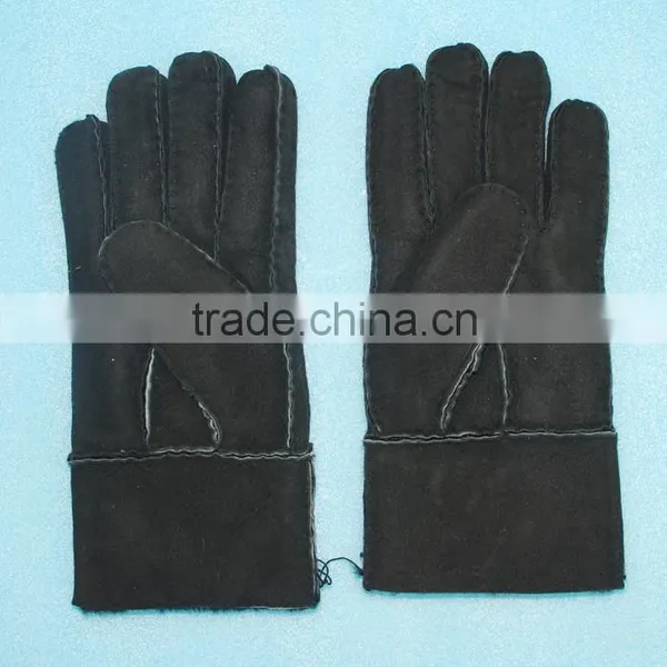 Fashion Fur Gloves Whole Lamb Fur Leather Hand Stitch Leather Gloves,KZ140038 photo-3