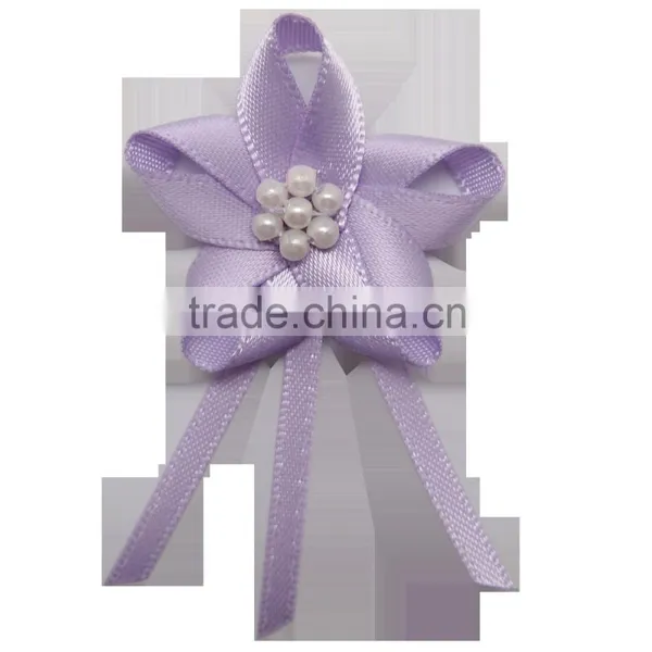 New Design Beautiful Flower Shape Set Beads Satin Ribbon Bow