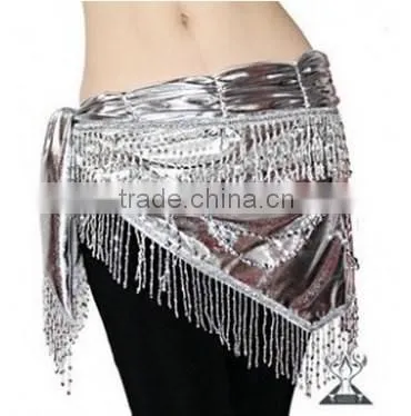 Wuchieal Golden and Silver Beaded and Tassel Belly Dance Hip Scarf QC0441 photo-3