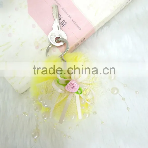 Fashion Style Rabbit Fur Pom Pom Keychain for Souvenir photo-2