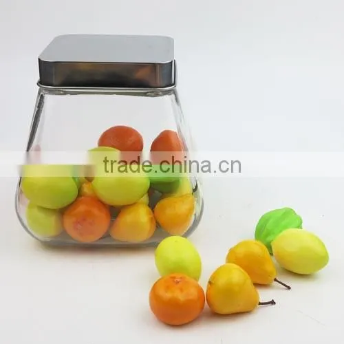 Kitchenware Square Glass Canister Jar With Metal Lid