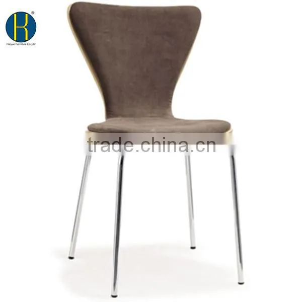 2015 Promotional Durable Brown Fabric Upholstered Restaurant Chair With Chrome Tube Legs photo-2