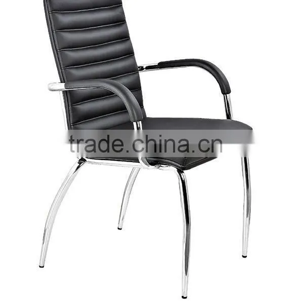 Modern Metal Plating Black Leather Chair Dining Chairs With Arms