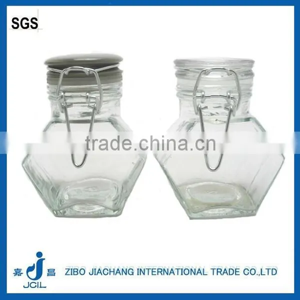 Octagon Glass Hermetically Sealed Jar With Lid photo-3