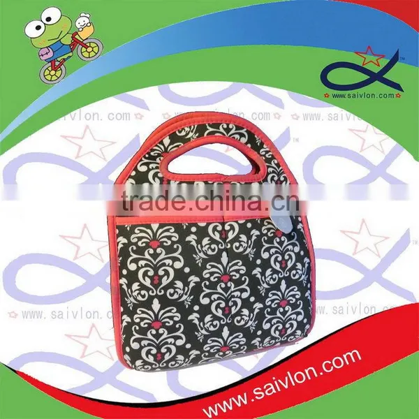Custom Pattern Printed Flowers Neoprene Lunch Tote Bag photo-4