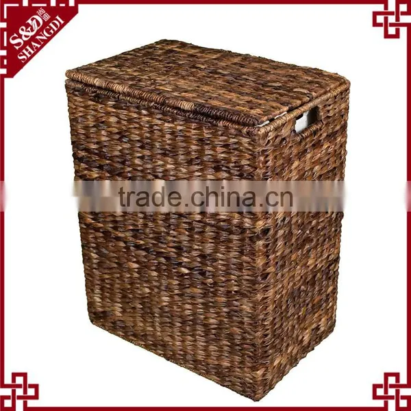Eco-friendly Dyeing Water Hyacinth Woven Laundry Hamper With Liner photo-2