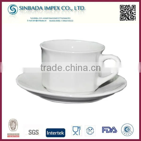 Fine Ceramic Cup and Saucer, White Plain Ceramic Cup Chinese Tea Set photo-3