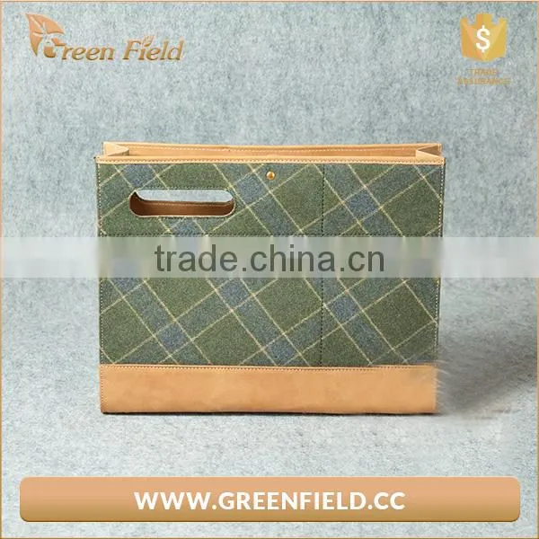 Recycle Washable Kraft Paper Clutch Bag With Woolen Cover photo-3