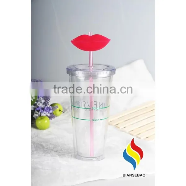 With Figurines Straw Clear Double Wall Plastic Acrylic Tumbler photo-4