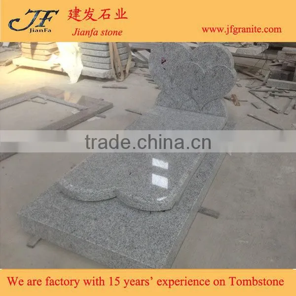 Exquisite Grey Double Heart Granite Headstone Designs photo-5