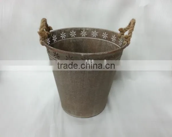 2016 New Grey/white Wash Metal/tin Flower Planter Pots photo-3