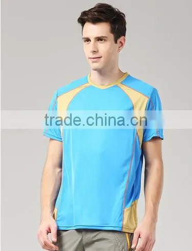 2017 Casual 100%polyester Micro v Neck Short Sleeve Mens t Shirt photo-2