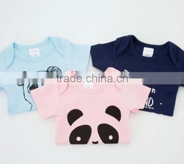 Cute Factory Baby Clothes Summer 100%Cotton Short Sleeves With Animal Prints Newborn Infant Baby Bodysuits photo-3