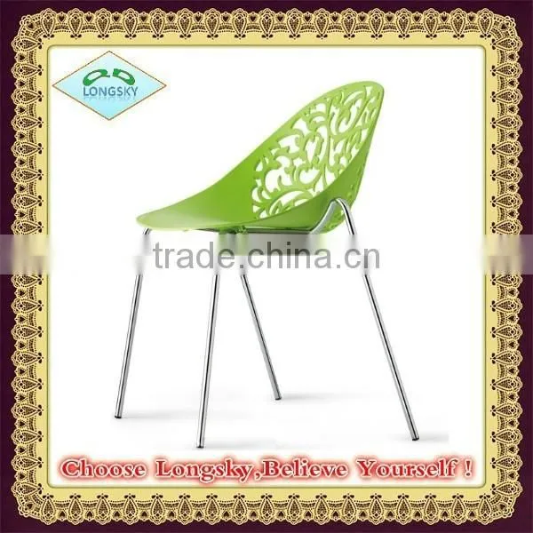 Modern Furniture Stackable Plastic Chair With Metal Legs Dinning Chair photo-4