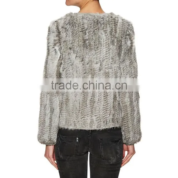 Myfur Women New Winter Fashion Knitted Rabbit Fur Coat Girls photo-3