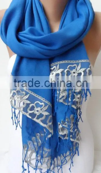 French Lace Socks Blue Pashmina Shawls for Bridesmaids Socks Blue Pashmina With Gray Lace Women Wedding Shawls Fashion Gifts Bri photo-6