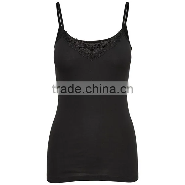 White Black Camisoles for Women Narrow Shoulder Straps Slim Lace Tank Tops photo-5