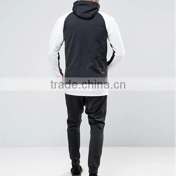 Black Men Cotton Plain Tracksuits Fitted Cuffs Hoody Elasticated Waistband Pants Tracksuit Sets photo-2