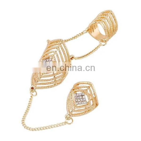 Delicate Filigree Ring Hollow Pattern Diamond Knuckle Ring 2 Sets photo-3