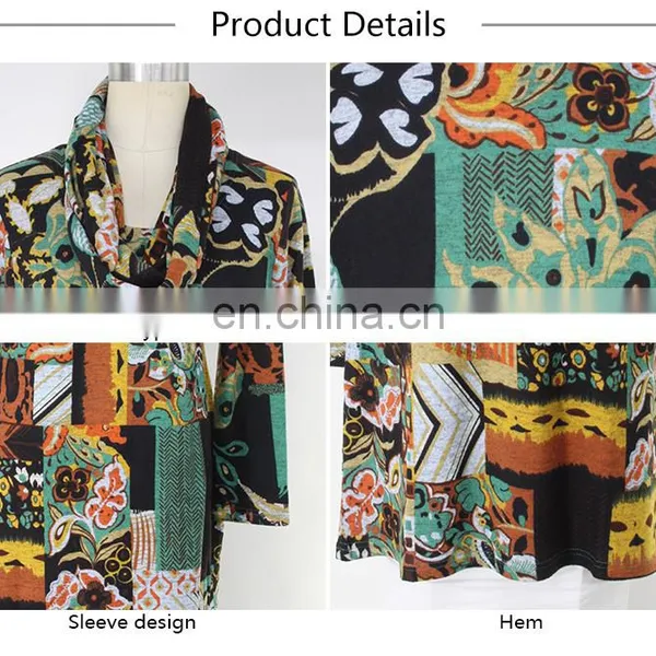 Turkish Style One Piece Cowl Neck Multi Color Retro Ropa Mujer Tunic for Female photo-4