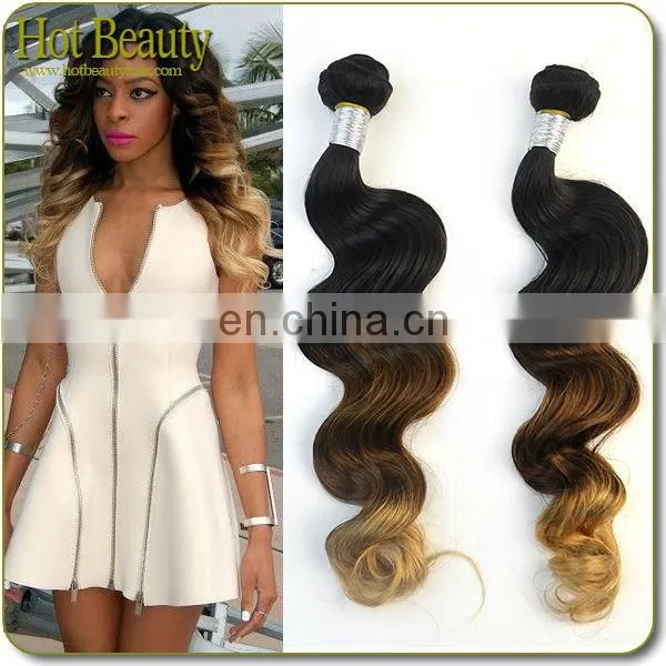 Hot Beauty New Two Omber Body Weaving Human Virgin Peruvian Hair Wave Extension With Wholesale Price